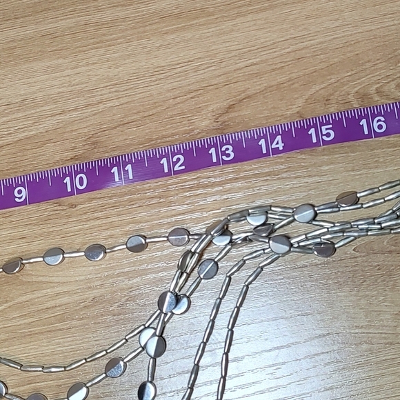 Chicos Silver Layered Necklace, Fashion Jewelry, Beaded Strands - Picture 3 of 4